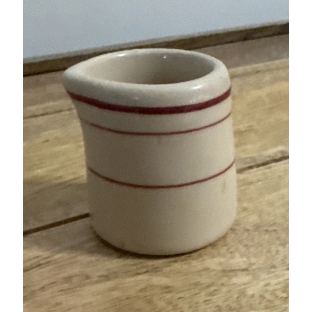 Striped Restaurant Ware Chunky Mini Personal Creamer Red Stripes Vintage